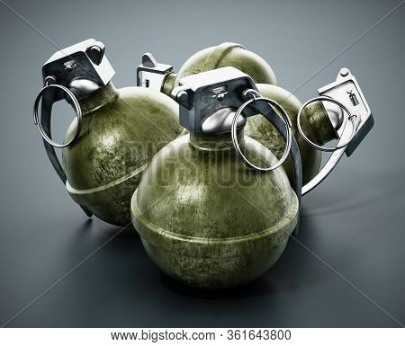 Hand Grenade Isolated On White Background. 3d Illustration.