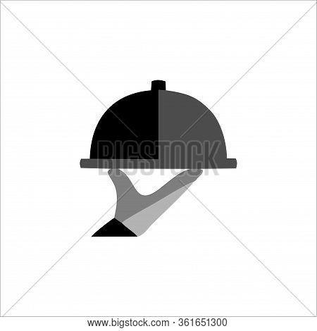 Food Trays Covered In Hand, Hotel Room Service Icons, Food Icons, Illustrations, Eps 8.