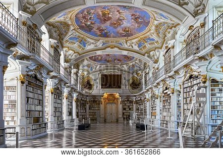 Admont, Austria - September 2018: General View In The Famous Abbey Library