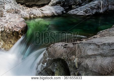Narrow Lake Called Cajon Azul In El Bolson, Patagonia