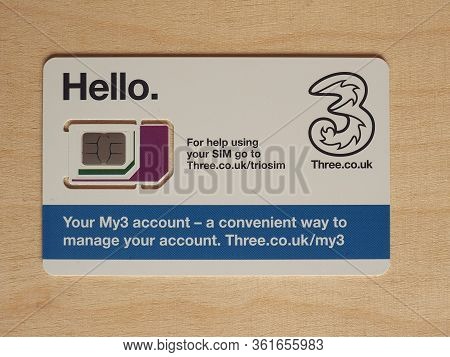 London - Apr 2020: Three Sim Card