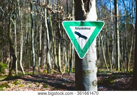 German Sign Indicating A Significant Natural Location. Text Naturdenkmal, In English A Natural Monum