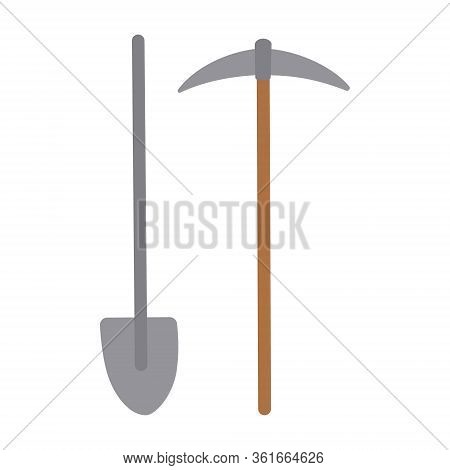 Coal Mining And Pickaxe For Coal And Minerals On White Background. Vector Illustration Eps 10.