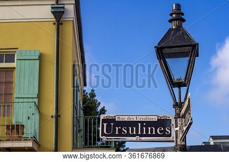 Gas Light Street Post Of The Street Ursulines In New Orlean, Louisiana