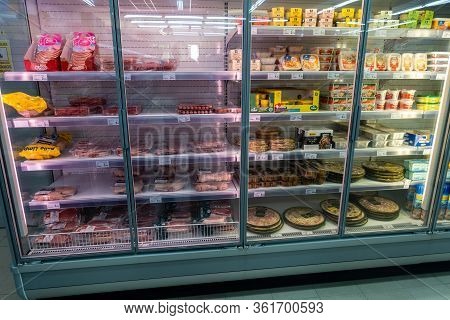 Torrevieja, Valenciana, Spain - Apr 17 2020 : Food For Sale In Empty Shop Due To Covid-19 Virus And 