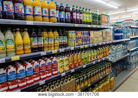 Torrevieja, Valenciana, Spain - Apr 17 2020 : Food For Sale In Empty Shop Due To Covid-19 Virus And 