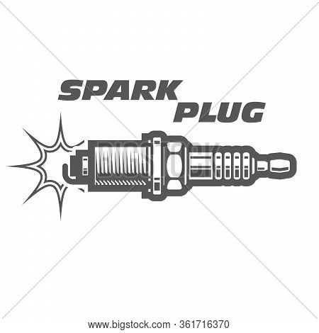 Spark Plug Monochrome Icon, Motor Vehicle Ignition Spark Plug, Engine Emblem