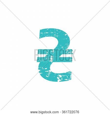 Ukrainian Hryvnia Money Sign. Currency Symbol Icon With Grunge Effect. Stock Vector Illustration Iso