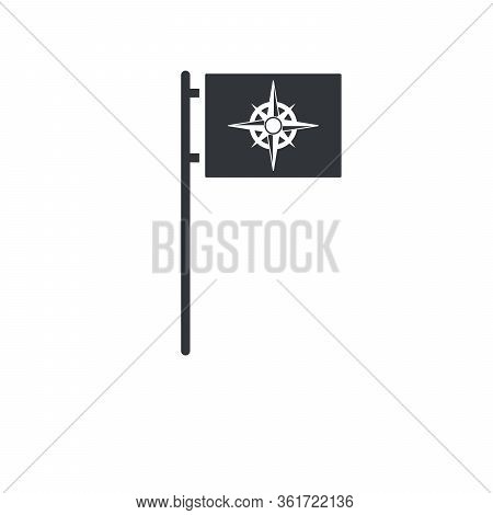 Black Compass Rose Flag, Geopolitical Security Concept. Stock Vector Illustration Isolated On White 
