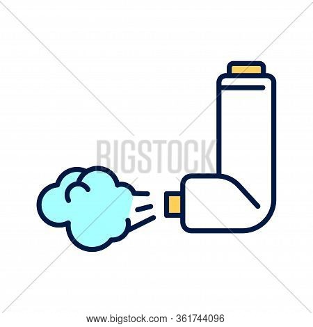 Throat Spray Line Color Icon. Pharmaceutical Drug. Asthma Inhaler. Pictogram For Web Page, Mobile Ap