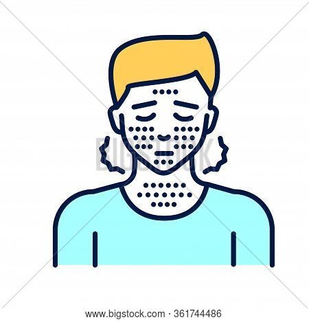 Skin Rash Line Color Icon. Dermatological Diseases. Allergy Symptom. Pictogram For Web Page, Mobile 