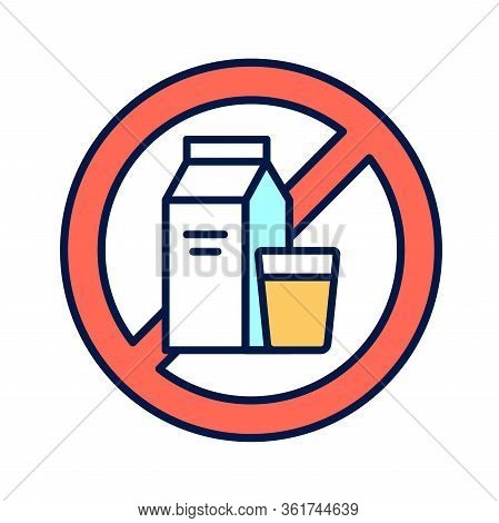 Lactose Free Line Color Icon. Allergenic Ingredient. Food Intolerance. Pictogram For Web Page, Mobil