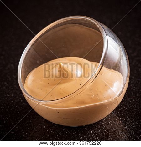 sauce on the black background