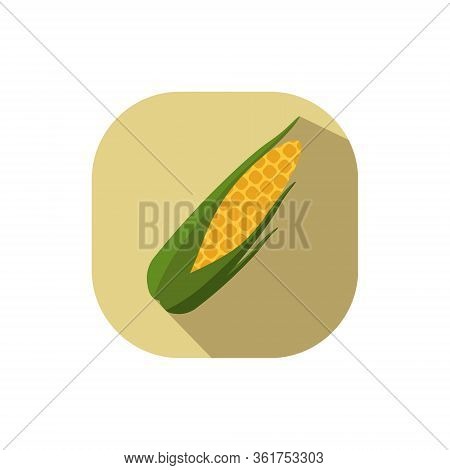 Flat Design Corn Vector With Yellow Background