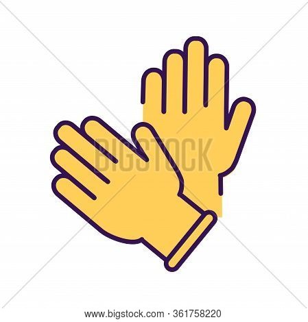 Rubber Cleaning Gloves Color Line Icon. Hand Protection Against Pollution. Pictogram For Web Page, M