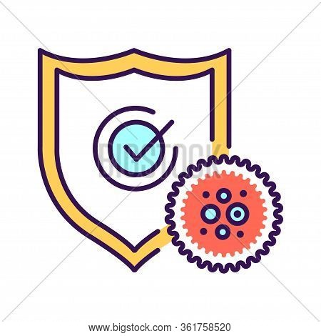 Medical Prevention Human Germ Black Line Icon. Shield Protects Against Bacteria. Immune System. Heal