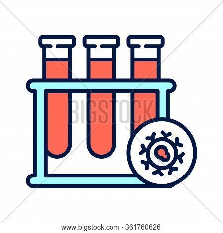 Blood In Test Tube Color Line Icon. Oncology Medical Research. Laboratory Diagnostics. Isolated Vect