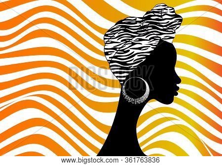 Portrait Beautiful Afro Woman. Shenbolen Ankara Headwrap Women African Traditional Headtie Scarf Tur