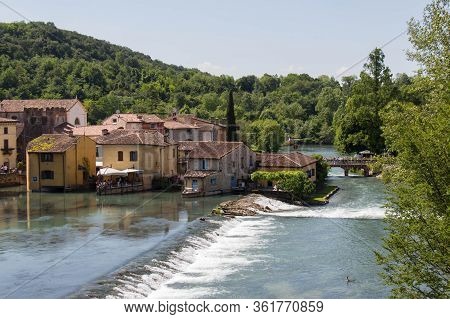 Italy, Valeggio Sul Mincio - May 20 2018: The View Of Borghetto Valeggio Sul Mincio On May 20 2018 I