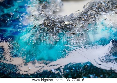 Part of original epoxy resin art close up lacing