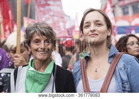 Caba, Buenos Aires / Argentina; March 9, 2020: International Womens Day. Women Participating In The 