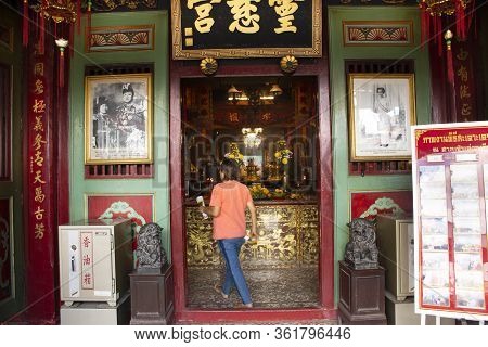 Thai People And Foreign Travelers Travel Visit And Respect Pray In Leng Chu Kiang Or Chao Mae Lim Ko