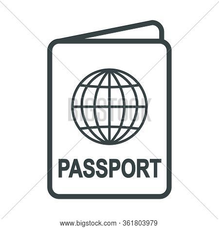 Vector Icon Of A Passport. Flat Design, Empty Outline Isolated On White Background