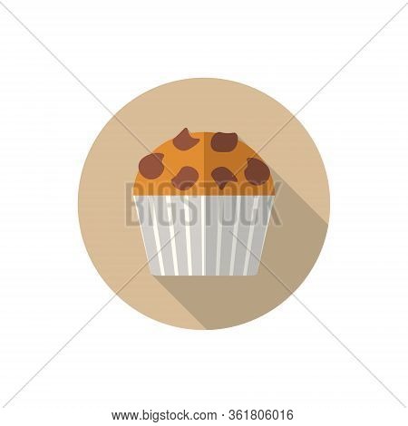 Flat Design Vector Muffin Chocolate Brown Background