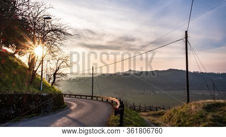 Spring Sunset In The Vineyards Of Collio Friulano