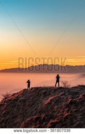 Winter Sunset From An Alpine Peak Of Friuli-venezia Giulia