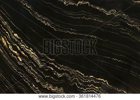 Natural Stone Black Marble With Beautiful Yellow Stripes Called Quarzite Portoro Gold