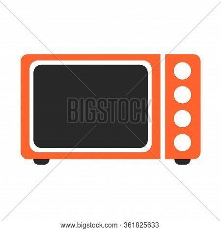 Microwave Oven Kitchen On White Background. Kitchen Appliance Isolated Electric Element Icon. Vector