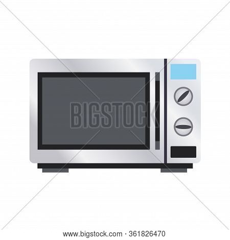 Microwave Oven Kitchen On White Background. Kitchen Appliance Isolated Electric Element Icon. Vector