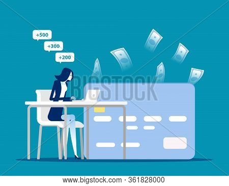 Person With Freelace On Workplace. Online Earn And Payment Concept. Wallet