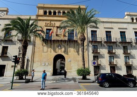 Elche, Spain - September 20, 2018:the Municipality Building On The Plaza De Baix In Elche, A Unesco 