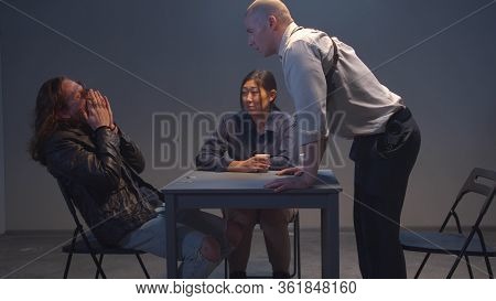 Bad Cop. Police Officer Beats Suspect. Slowmotion