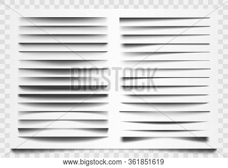 Shadow Realistic Divider. Line Shadow Separator, Corner Web Bar Divider, Horizontal Shadows Dividing