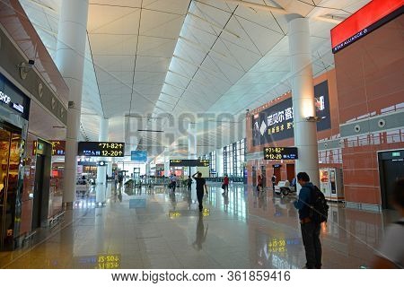 Shenyang, China - Sep. 6, 2016: Shenyang Taoxian International Airport Terminal Interior, Shenyang, 