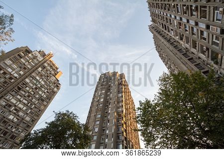 High Rise Buildings From The District Of Blok Districts In Novi Beograd, A Traditional Communist Hou