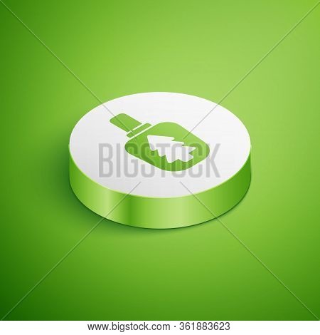 Isometric Canteen Water Bottle Icon Isolated On Green Background. Tourist Flask Icon. Jar Of Water U