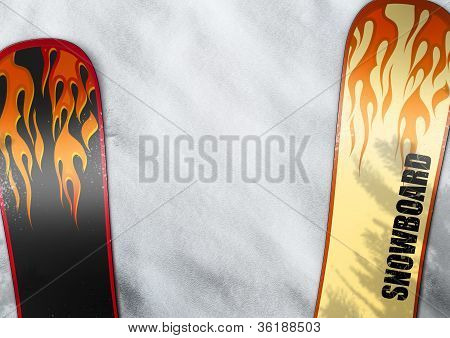 Snowboard ve sněhu