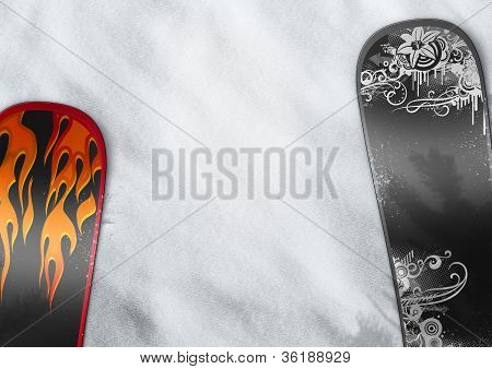 Snowboard ve sněhu