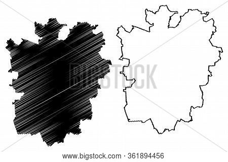 Braunschweig City (federal Republic Of Germany,	Lower Saxony) Map Vector Illustration, Scribble Sket