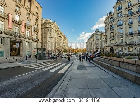 Madrid, Spain - December 13, 2018: Pickets In Front Of Congreso De Los Diputados In The Palace Of Th