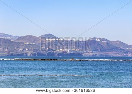 Natural Barrier Reef In The Water On Las Canteras Beach (playa De Las Canteras) In Las Palmas De Gra