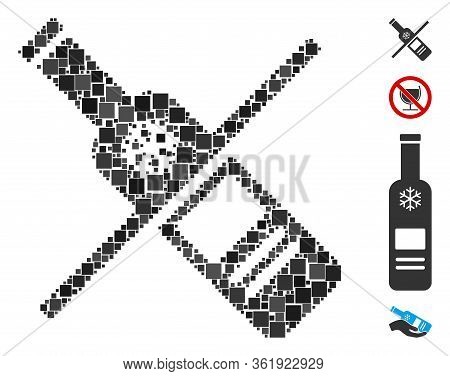Mosaic No Vodka Drinking Icon Composed Of Square Items In Various Sizes And Color Hues. Vector Squar