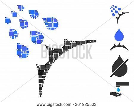 Collage Water Proof Icon Organized From Square Items In Different Sizes And Color Hues. Vector Squar