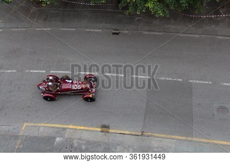 Brescia, Italy - May 16 2018: Alfa Romeo Tipo B 2900 P3 1932 Is An Old Racing Car In Rally Mille Mig
