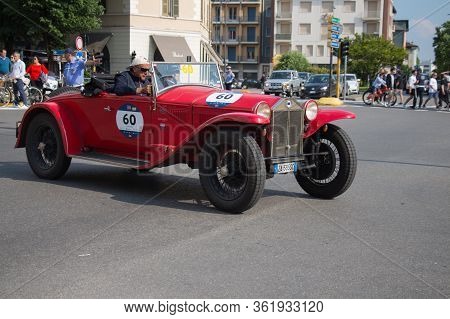 Brescia, Italy - May 19 2018: Lancia Lambda Viii Serie Casaro 1929 Is An Old Racing Car In Rally Mil