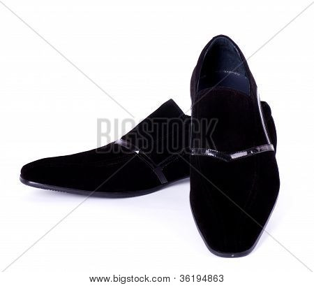 Moda sexy scarpe di colore nero su sfondo bianco